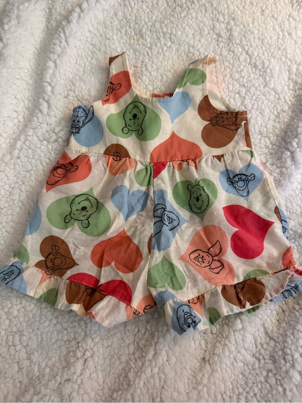 Heart Print Baby Romper with Winnie the Pooh Characters